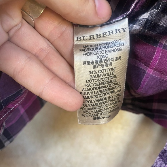 Burberry Brit Maroon and Black Plaid Casual Button-Down Shirt Men’s XL - Picture 4 of 6